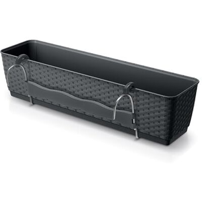 Spetebo Balkon Blumenkasten groß 50 x 15 cm anthrazit mit Halterungen Kunststoff Geländer Pflanztopf mit Bewässerungsboden, Pflanzkasten Blumentopf zum Einhängen mit Bewässerungssystem Spetebo Balkon Blumenkasten groß 50 x 15 cm anthrazit mit Halterungen Kunststoff Geländer Pflanztopf mit Bewässerungsboden, Pflanzkasten Blumentopf zum Einhängen mit Bewässerungssystem