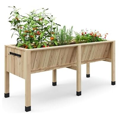 GarveeHome Großer Hochbeet aus Holz, Hochbeet mit 4 Füßen, wetterfest, wasserdicht, Hochbeet/quadratisch, für Gemüse, Kräuter, Blumen (183 x 79 x 66 cm) GarveeHome Großer Hochbeet aus Holz, Hochbeet mit 4 Füßen, wetterfest, wasserdicht, Hochbeet/quadratisch, für Gemüse, Kräuter, Blumen (183 x 79 x 66 cm)
