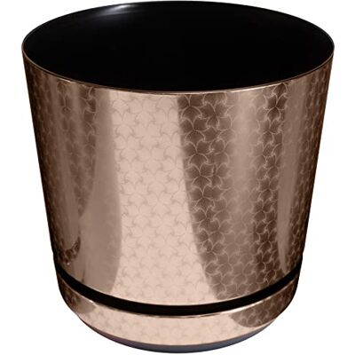 KORAD Blumentopf mit untersatzer Muster 054 Art-Deco-Bronze 16 cm Pflanzkübel aus Hochwertiger Kunststoff Dekorativer Topf für Pflanzen KORAD Blumentopf mit untersatzer Muster 054 Art-Deco-Bronze 16 cm Pflanzkübel aus Hochwertiger Kunststoff Dekorativer Topf für Pflanzen