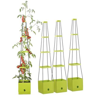 Royal Gardineer Pflanzenaufzuchttürme: 4er-Set Pflanz-Türme mit Rankhilfe für Tomaten, mit 2,5-l-Wassertank (Tomatentöpfe mit Rankhilfen, Tomaten-Pflanzturm mit Bewässerung, Topf) Royal Gardineer Pflanzenaufzuchttürme: 4er-Set Pflanz-Türme mit Rankhilfe für Tomaten, mit 2,5-l-Wassertank (Tomatentöpfe mit Rankhilfen, Tomaten-Pflanzturm mit Bewässerung, Topf)