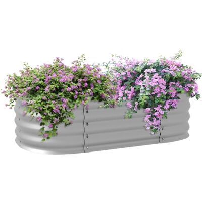 Outsunny Hochbeet Metall DIY mit offenem Boden 105 x 62 x 30 cm Silber Pflanzkasten, Gemüsebeet, DIY Blumenkasten, Kräuterbeet für Garten, Balkon Outsunny Hochbeet Metall DIY mit offenem Boden 105 x 62 x 30 cm Silber Pflanzkasten, Gemüsebeet, DIY Blumenkasten, Kräuterbeet für Garten, Balkon