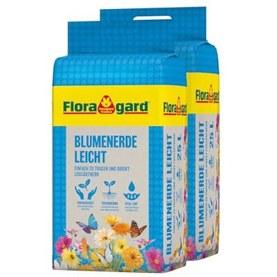 Floragard Blumenerde leicht, Universalerde mit Langzeitdünger für Zimmer-, Balkon- und Kübelpflanzen, 2 x 25 L (50 L) Floragard Blumenerde leicht, Universalerde mit Langzeitdünger für Zimmer-, Balkon- und Kübelpflanzen, 2 x 25 L (50 L)