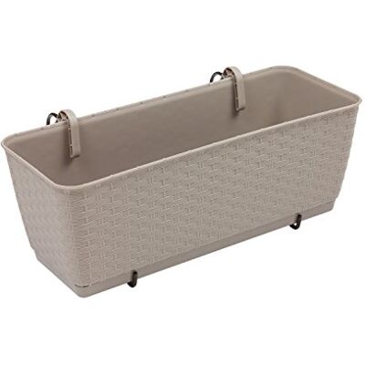 Prosperplast Blumentopf Blumenkasten Balkonkasten Rattan Optik inkl. Untersetzer Halterung mocca L 40 cm Prosperplast Blumentopf Blumenkasten Balkonkasten Rattan Optik inkl. Untersetzer Halterung mocca L 40 cm