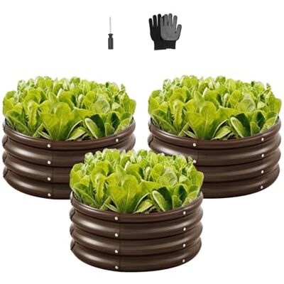 VEVOR Hochbeet Metall Φ600x290mm, Pflanzbeet, Gemüsebeet, Pflanzkasten mit offenem Boden & abgerundeten Kanten, Blumenbeet, Kräuterbeet für Gemüse, Blumen, Kräuter & Sukkulenten, Rund, 3er-Pack VEVOR Hochbeet Metall Φ600x290mm, Pflanzbeet, Gemüsebeet, Pflanzkasten mit offenem Boden & abgerundeten Kanten, Blumenbeet, Kräuterbeet für Gemüse, Blumen, Kräuter & Sukkulenten, Rund, 3er-Pack