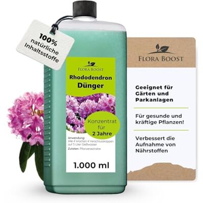 Flora Boost Rhododendron Dünger 1L, 100% natürlicher Flüssigdünger Pflanzendünger für bis zu 200L Gießwasser, Blumendünger für Rhododendron Pflanzen Flora Boost Rhododendron Dünger 1L, 100% natürlicher Flüssigdünger Pflanzendünger für bis zu 200L Gießwasser, Blumendünger für Rhododendron Pflanzen