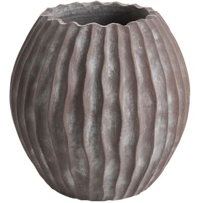 Beliani Blumentopf Zement braun rund 43 x 42 cm Indoor & Outdoor modern Aussee Beliani Blumentopf Zement braun rund 43 x 42 cm Indoor & Outdoor modern Aussee