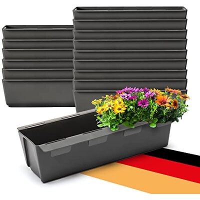 BigDean 16 Paletten Blumenkästen Einsatz mit Hängesystem 37cm anthrazit Blumenkasten für Palette Pflanzkasten für Europalette Balkonkasten Blumentopf aus recyceltem PP-Kunststoff MADE IN GERMANY BigDean 16 Paletten Blumenkästen Einsatz mit Hängesystem 37cm anthrazit Blumenkasten für Palette Pflanzkasten für Europalette Balkonkasten Blumentopf aus recyceltem PP-Kunststoff MADE IN GERMANY