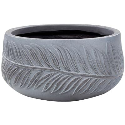 Beliani Outdoor Blumentopf grau rund 25 x 25 x 14 cm mit Muster Anik-Optik modern Ftero Beliani Outdoor Blumentopf grau rund 25 x 25 x 14 cm mit Muster Anik-Optik modern Ftero