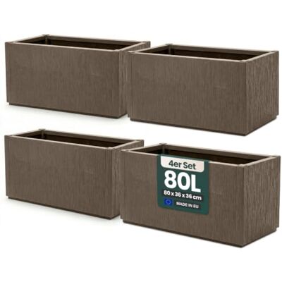 Kreher ® XL Pflanzkasten Blumenkasten mit strukturierter Oberfläche aus Kunststoff Größen. Top für Garten, Terrasse und Balkon! (4 Stück Pflanzkasten (breite Version) in Taupé) Kreher ® XL Pflanzkasten Blumenkasten mit strukturierter Oberfläche aus Kunststoff Größen. Top für Garten, Terrasse und Balkon! (4 Stück Pflanzkasten (breite Version) in Taupé)