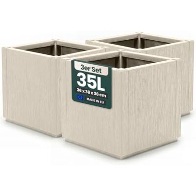 Kreher ® XL Pflanzkasten & Blumenkasten aus Kunststoff, UV- & frostbeständig, mit Drainage, für Garten, Balkon & Terrasse (3 Stück Pflanzkasten (schmale Version) in Beige) Kreher ® XL Pflanzkasten & Blumenkasten aus Kunststoff, UV- & frostbeständig, mit Drainage, für Garten, Balkon & Terrasse (3 Stück Pflanzkasten (schmale Version) in Beige)
