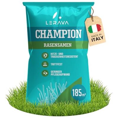 LERAVA CHAMPION Rasensamen (185 m²) trockenresistent & trittfest schnellkeimender Grassamen für dichten Rasen strapazierfähige Nachsaat Herbst ideal für Spiel- & Sportrasen LERAVA CHAMPION Rasensamen (185 m²) trockenresistent & trittfest schnellkeimender Grassamen für dichten Rasen strapazierfähige Nachsaat Herbst ideal für Spiel- & Sportrasen