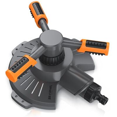 Brandson – Rasensprenger 360 Grad – 3/4 Zoll Kreisregner Viereckregner – rotierender Wassersprinkler – DREI Arme – für große Flächen – für Garten Pflanzen Beete Brandson – Rasensprenger 360 Grad – 3/4 Zoll Kreisregner Viereckregner – rotierender Wassersprinkler – DREI Arme – für große Flächen – für Garten Pflanzen Beete