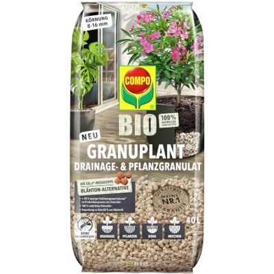 Compo Bio GRANUPLANT Drainage- und Pflanzgranulat, 40 L, Bimsstein Granulat 100% natürlicher Bimsstein aus Vulkangestein, Alternative zu Blähton Drainage, verbessert die Drainage der Pflanzen Compo Bio GRANUPLANT Drainage- und Pflanzgranulat, 40 L, Bimsstein Granulat 100% natürlicher Bimsstein aus Vulkangestein, Alternative zu Blähton Drainage, verbessert die Drainage der Pflanzen