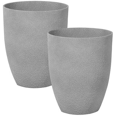 Beliani Blumentopf 2er Set Mineralwerkstoff grau rund 35x35 cm 42 cm hoch modern Outdoor & Indoor Croton Beliani Blumentopf 2er Set Mineralwerkstoff grau rund 35x35 cm 42 cm hoch modern Outdoor & Indoor Croton