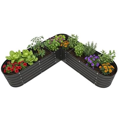Relaxdays Hochbeet, L-Form, verzinktes Metall, HBT: 43 x 203 x 203 cm, Gartenbeet für Gemüse, Kräuter, Blumen, anthrazit Relaxdays Hochbeet, L-Form, verzinktes Metall, HBT: 43 x 203 x 203 cm, Gartenbeet für Gemüse, Kräuter, Blumen, anthrazit