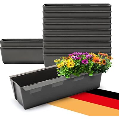 BigDean 12 Paletten Blumenkästen Einsatz mit Hängesystem 37cm anthrazit Blumenkasten für Palette Pflanzkasten für Europalette Balkonkasten Blumentopf aus recyceltem PP-Kunststoff MADE IN GERMANY BigDean 12 Paletten Blumenkästen Einsatz mit Hängesystem 37cm anthrazit Blumenkasten für Palette Pflanzkasten für Europalette Balkonkasten Blumentopf aus recyceltem PP-Kunststoff MADE IN GERMANY