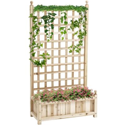 Outsunny Pflanzkasten Rosenbogen Rankgitter 64x28x120 cm Naturholz Blumenständer, Holz Rankkasten, Leckage-Löcher, Garten, Balkon Outsunny Pflanzkasten Rosenbogen Rankgitter 64x28x120 cm Naturholz Blumenständer, Holz Rankkasten, Leckage-Löcher, Garten, Balkon