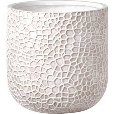Beliani Blumentopf groß Hellbeige Blasenmuster rund 43x43 cm mit Loch 42 cm hoch In- & Outdoor Yuhua Beliani Blumentopf groß Hellbeige Blasenmuster rund 43x43 cm mit Loch 42 cm hoch In- & Outdoor Yuhua