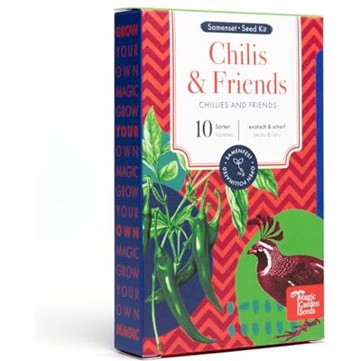Magic Garden Seeds Chilis & Friends 10 samenfeste Chili- und Kräutersorten exotisch & scharf Einsteiger-Saatgutset als kleines Geschenk oder für den Eigenbedarf Magic Garden Seeds Chilis & Friends 10 samenfeste Chili- und Kräutersorten exotisch & scharf Einsteiger-Saatgutset als kleines Geschenk oder für den Eigenbedarf