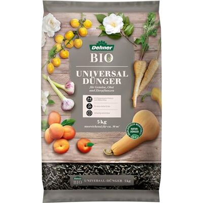 Dehner Bio Dünger, hochwertiger Dünger für Gemüse / Obst / Zierpflanzen, organischer NPK-Dünger, mit Spurennährstoffen, ökologisch wertvoll, 5 kg, für ca. 30 qm Dehner Bio Dünger, hochwertiger Dünger für Gemüse / Obst / Zierpflanzen, organischer NPK-Dünger, mit Spurennährstoffen, ökologisch wertvoll, 5 kg, für ca. 30 qm
