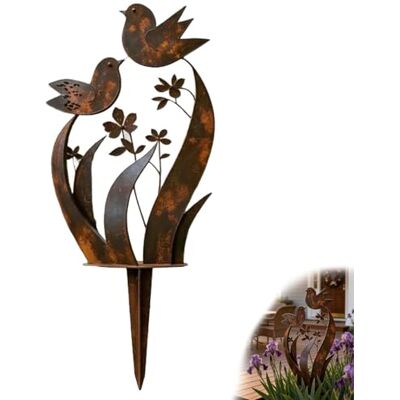 Generic Edelstahl Vogel und Wildblumen-Gartenstab Handgefertigter Metallblumen-Gartenpflock Rustikaler Pflanzenspieß mit Vintage-Rostpatina für Außenbereich Dekorative Vintage-Blumen für Außenbereich Generic Edelstahl Vogel und Wildblumen-Gartenstab Handgefertigter Metallblumen-Gartenpflock Rustikaler Pflanzenspieß mit Vintage-Rostpatina für Außenbereich Dekorative Vintage-Blumen für Außenbereich