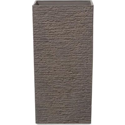 Beliani Hoher Blumentopf Dunkelbraun 35x35x70 cm Steingemisch Tenno Beliani Hoher Blumentopf Dunkelbraun 35x35x70 cm Steingemisch Tenno
