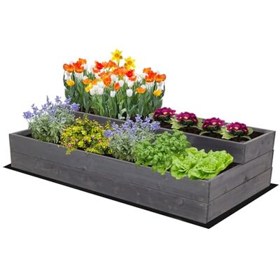 MODO24 Hochbeet Holz, 2-stufiger, Blumenkasten 27x117x63 cm, Grau Komplettes Anzuchtset inkl. Schrauben, Dekoratives Gemüsebeet, Kräuterbeet & Blumenkasten für Garten und Terrasse MODO24 Hochbeet Holz, 2-stufiger, Blumenkasten 27x117x63 cm, Grau Komplettes Anzuchtset inkl. Schrauben, Dekoratives Gemüsebeet, Kräuterbeet & Blumenkasten für Garten und Terrasse