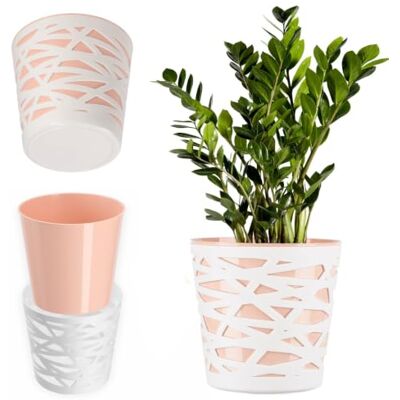 KADAX Blumentopf, runder Pflanztopf aus Kunststoff, 19cm, pfirsichfarben Übertopf, Pflanzkübel für Blumen, Pflanzen, Balkon, Blumenkübel für Innen, leichtes Pflanzgefäß, moderner Blumenübertopf KADAX Blumentopf, runder Pflanztopf aus Kunststoff, 19cm, pfirsichfarben Übertopf, Pflanzkübel für Blumen, Pflanzen, Balkon, Blumenkübel für Innen, leichtes Pflanzgefäß, moderner Blumenübertopf
