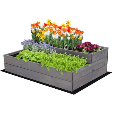 MODO24 Hochbeet Holz, 2-stufiger, Blumenkasten 27x90x63 cm, Grau Komplettes Anzuchtset inkl. Schrauben, Dekoratives Gemüsebeet, Kräuterbeet & Blumenkasten für Garten und Terrasse MODO24 Hochbeet Holz, 2-stufiger, Blumenkasten 27x90x63 cm, Grau Komplettes Anzuchtset inkl. Schrauben, Dekoratives Gemüsebeet, Kräuterbeet & Blumenkasten für Garten und Terrasse