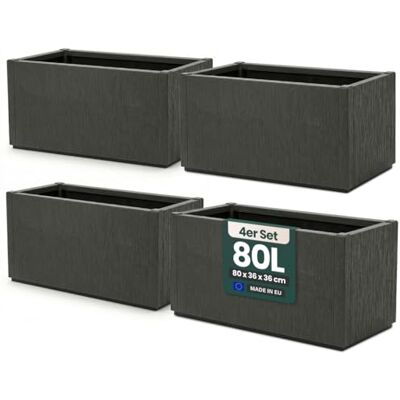 Kreher XL Pflanzkasten Blumenkasten Anthrazit, frostsicher (4X) 80 x 36 x 36 cm aus Kunststoff im Struktur-Design für Garten, Terrasse und Balkon Kreher XL Pflanzkasten Blumenkasten Anthrazit, frostsicher (4X) 80 x 36 x 36 cm aus Kunststoff im Struktur-Design für Garten, Terrasse und Balkon