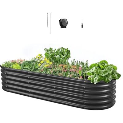 VEVOR Hochbeet Metall 2000x600x420 mm, Pflanzbeet, Gemüsebeet, Pflanzkasten mit offenem Boden & abgerundeten Kanten, Blumenbeet, Kräuterbeet, ideal für Gemüse, Blumen, Kräuter & Sukkulenten, Oval VEVOR Hochbeet Metall 2000x600x420 mm, Pflanzbeet, Gemüsebeet, Pflanzkasten mit offenem Boden & abgerundeten Kanten, Blumenbeet, Kräuterbeet, ideal für Gemüse, Blumen, Kräuter & Sukkulenten, Oval