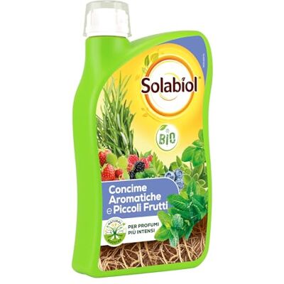 Solabiol Bio-Flüssigdünger für aromatische und kleine Früchte mit Natural Boosterche Technologie stimuliert die Wurzelentwicklung, der Früchte und der Blüten, 1 l Solabiol Bio-Flüssigdünger für aromatische und kleine Früchte mit Natural Boosterche Technologie stimuliert die Wurzelentwicklung, der Früchte und der Blüten, 1 l