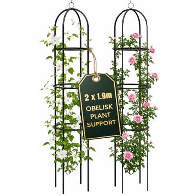 garden mile 2X Groß 2M Schwarz Metall Garten Obelisk Hochbeanspruchbar Stark Rohrförmig Pflanze Käfig Für Rosen, Kletternde Pflanzen Unterstützen Struktur Garten Deko garden mile 2X Groß 2M Schwarz Metall Garten Obelisk Hochbeanspruchbar Stark Rohrförmig Pflanze Käfig Für Rosen, Kletternde Pflanzen Unterstützen Struktur Garten Deko