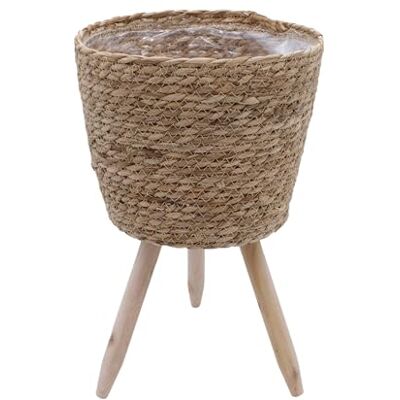 Spetebo Blumenständer aus Stroh innen mit Folie 35 x 23 cm Rattan Pflanzenständer mit 3 Holz Beinen Deko Blumentopf Pflanztopf Korb Topf mit Füßen für Zimmerpflanzen Spetebo Blumenständer aus Stroh innen mit Folie 35 x 23 cm Rattan Pflanzenständer mit 3 Holz Beinen Deko Blumentopf Pflanztopf Korb Topf mit Füßen für Zimmerpflanzen