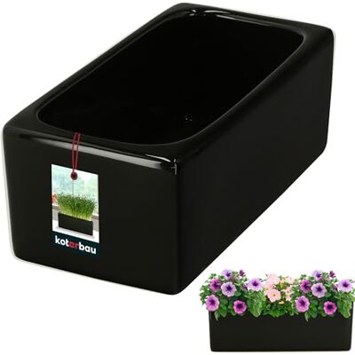 KOTARBAU ® Blumentopf rechteckig innen Keramik glasiert Schwarz 24 x 12,5 x 9 cm Bonsai-Topf Blumentopf länglich innen Kräutertöpfe Fensterbank Bonsai Schale Keramik Orchideenschale Sukkulenten KOTARBAU ® Blumentopf rechteckig innen Keramik glasiert Schwarz 24 x 12,5 x 9 cm Bonsai-Topf Blumentopf länglich innen Kräutertöpfe Fensterbank Bonsai Schale Keramik Orchideenschale Sukkulenten