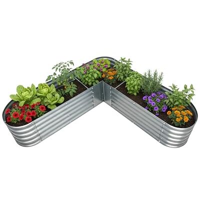 Relaxdays Hochbeet, L-Form, verzinktes Metall, HxBxT: 43 x 203 x 203 cm, Gartenbeet für Gemüse, Kräuter, Blumen, Silber Relaxdays Hochbeet, L-Form, verzinktes Metall, HxBxT: 43 x 203 x 203 cm, Gartenbeet für Gemüse, Kräuter, Blumen, Silber