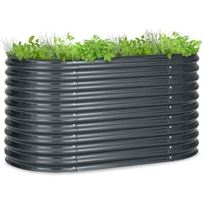 blumfeldt Hochbeet, Großes Kräuterbeet Einfacher Aufbau, Hochbeet Garten & Balkon, Freistehendes Gemüsebeet für Blumen, Obst & Gemüse, aus Metall, Gartenbeet 160 x 80 x 80 cm, Grau blumfeldt Hochbeet, Großes Kräuterbeet Einfacher Aufbau, Hochbeet Garten & Balkon, Freistehendes Gemüsebeet für Blumen, Obst & Gemüse, aus Metall, Gartenbeet 160 x 80 x 80 cm, Grau