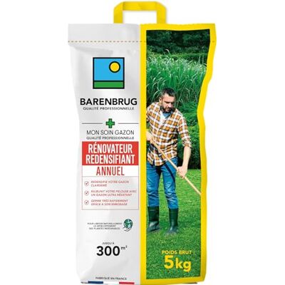 Barenbrug – Rasenrenovierung und -verdichtung – Verdichtet und regeneriert den Rasen – Keimt sehr schnell – Beschichtete Samen – Hemmt Unkrautwuchs – 5 Kg Barenbrug – Rasenrenovierung und -verdichtung – Verdichtet und regeneriert den Rasen – Keimt sehr schnell – Beschichtete Samen – Hemmt Unkrautwuchs – 5 Kg