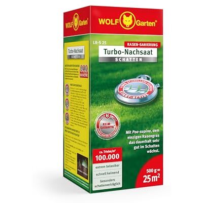 WOLF Garten WOLF-Garten Turbo-Nachsaat „SCHATTEN“ zur Rasensanierung LR-S 25 (für 25 m², hohe Dichte mit ca. 100.000 Trieben/m², speziell auf schattige Lagen, mit WOLF-Garten Keimgarantie, im 500g Karton) 3826625 WOLF Garten WOLF-Garten Turbo-Nachsaat „SCHATTEN“ zur Rasensanierung LR-S 25 (für 25 m², hohe Dichte mit ca. 100.000 Trieben/m², speziell auf schattige Lagen, mit WOLF-Garten Keimgarantie, im 500g Karton) 3826625