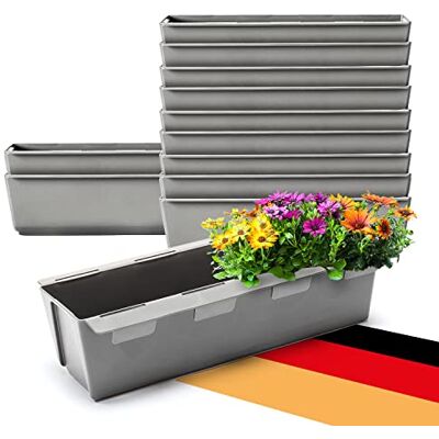 BigDean 12 Paletten Blumenkästen Einsatz mit Hängesystem 37cm Beton grau Blumenkasten für Palette Pflanzkasten für Europalette Balkonkasten Blumentopf aus recyceltem PP-Kunststoff MADE IN GERMANY BigDean 12 Paletten Blumenkästen Einsatz mit Hängesystem 37cm Beton grau Blumenkasten für Palette Pflanzkasten für Europalette Balkonkasten Blumentopf aus recyceltem PP-Kunststoff MADE IN GERMANY