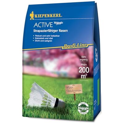Kiepenkerl Profi-Line Active Strapazierfähiger Rasen, 4 kg, 661608 Spiel- & Sportrasen, Rasensamen, schnellkeimend, Rasenteppich, robust & belastbar, ideal für Trockenrasen und Schattenrasen Kiepenkerl Profi-Line Active Strapazierfähiger Rasen, 4 kg, 661608 Spiel- & Sportrasen, Rasensamen, schnellkeimend, Rasenteppich, robust & belastbar, ideal für Trockenrasen und Schattenrasen