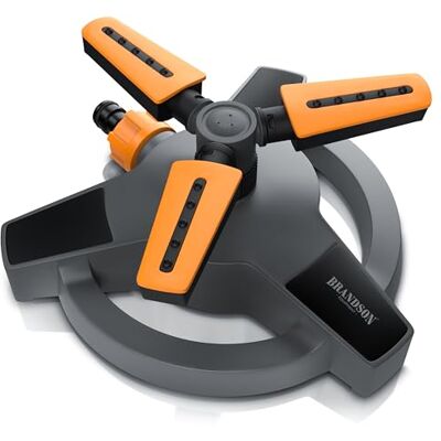 Brandson – Rasensprenger 3/4 Zoll 360 Grad Viereckregner 18 Düsen unterschiedliche Abstrahlwinkel rotierender Wassersprinkler – drei Arme – für große Flächen 314 qm – für Garten Pflanzen Beete Brandson – Rasensprenger 3/4 Zoll 360 Grad Viereckregner 18 Düsen unterschiedliche Abstrahlwinkel rotierender Wassersprinkler – drei Arme – für große Flächen 314 qm – für Garten Pflanzen Beete