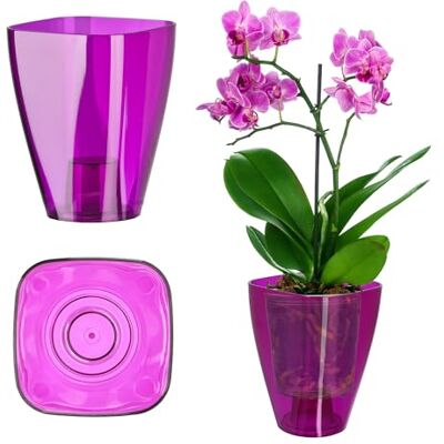 KADAX Blumentopf, schlanker Orchideentopf, Schlichter Pflanzkübel, Blumenkübel für Orchidee, Knabenkraut, Gänseblümchen, Übertopf für Küche und Wohnzimmer (⌀ 9cm, eckig, Pflaume) KADAX Blumentopf, schlanker Orchideentopf, Schlichter Pflanzkübel, Blumenkübel für Orchidee, Knabenkraut, Gänseblümchen, Übertopf für Küche und Wohnzimmer (⌀ 9cm, eckig, Pflaume)