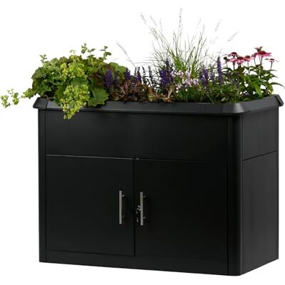 dobar ® XL Hochbeet aus Metall mit Unterschrank erhöhtes Pflanzbeet mit Schneckenrand 125 L Pflanzkasten mit integriertem Geräteschrank 107 x 58 x 78 cm Anthrazit dobar ® XL Hochbeet aus Metall mit Unterschrank erhöhtes Pflanzbeet mit Schneckenrand 125 L Pflanzkasten mit integriertem Geräteschrank 107 x 58 x 78 cm Anthrazit