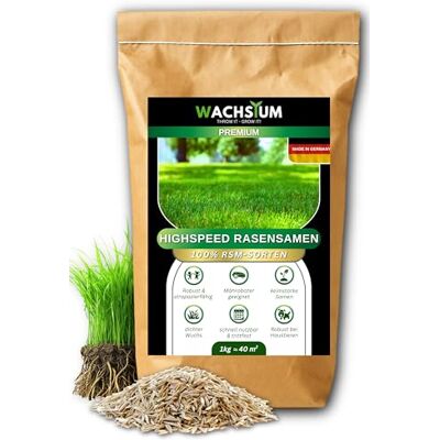 WACHSTUM THROW IT-GROW IT! Rasensamen schnellkeimend 1kg 40qm – Frühjahr und Sommer Premium Grassamen Nachsaat, dichter strapazierfähiger Rasen, Mähroboter geeignet – kräftiges Wachstum, RSM Qualität, WACHSTUM THROW IT-GROW IT! Rasensamen schnellkeimend 1kg 40qm – Frühjahr und Sommer Premium Grassamen Nachsaat, dichter strapazierfähiger Rasen, Mähroboter geeignet – kräftiges Wachstum, RSM Qualität,