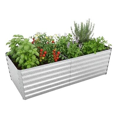 Relaxdays Hochbeet, verzinktes Metall, HxBxT: 57 x 180 x 90 cm, eckiges Gartenbeet für Gemüse, Kräuter, Blumen, Farbwahl Relaxdays Hochbeet, verzinktes Metall, HxBxT: 57 x 180 x 90 cm, eckiges Gartenbeet für Gemüse, Kräuter, Blumen, Farbwahl