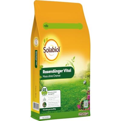 Solabiol Rasendünger Vital mit Langzeitwirkung für Frühjahr und Sommer, organischer Dünger, verdrängt Moos, vitaler Rasen, staubarmes Granulat, 14 kg Sack für 350 m² Solabiol Rasendünger Vital mit Langzeitwirkung für Frühjahr und Sommer, organischer Dünger, verdrängt Moos, vitaler Rasen, staubarmes Granulat, 14 kg Sack für 350 m²
