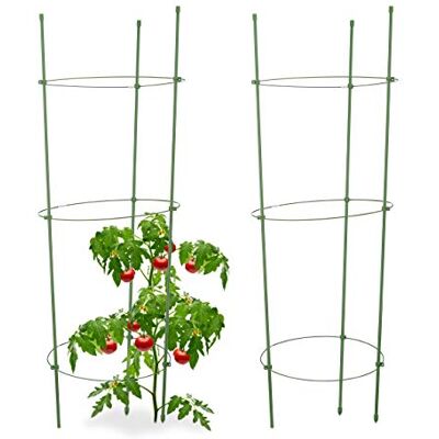 Relaxdays Rankhilfe Tomaten, 2er Set, Höhenverstellbare Ringe, Pflanzstäbe, Balkon, Beet, Kunststoff, 76 cm lang, Grün Relaxdays Rankhilfe Tomaten, 2er Set, Höhenverstellbare Ringe, Pflanzstäbe, Balkon, Beet, Kunststoff, 76 cm lang, Grün