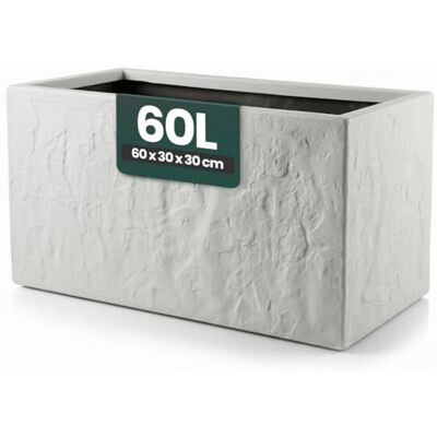 Kreher ® Pflanzkübel Anthrazit/Hellgrau Blumentopf Kunststoff Steinoptik frostfest & UV-beständig 30x30x30, 40x40x40, 60x30x30 cm 1er/2er Set Balkon Garten (1, Hellgrau, 60 x 30 x 30 cm) Kreher ® Pflanzkübel Anthrazit/Hellgrau Blumentopf Kunststoff Steinoptik frostfest & UV-beständig 30x30x30, 40x40x40, 60x30x30 cm 1er/2er Set Balkon Garten (1, Hellgrau, 60 x 30 x 30 cm)