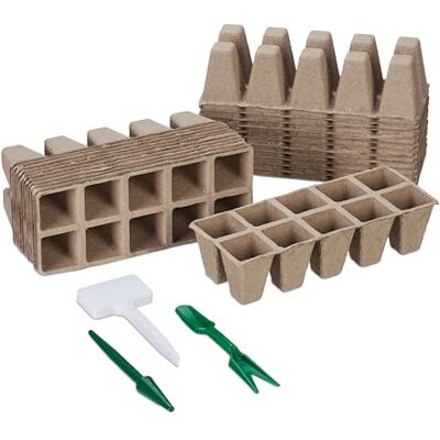 Relaxdays Anzuchttöpfe 240er Set, inklusive Zubehör, biologisch abbaubar, Anpflanztöpfchen, HBT: 5 x 3,5 x 3,5 cm, braun Relaxdays Anzuchttöpfe 240er Set, inklusive Zubehör, biologisch abbaubar, Anpflanztöpfchen, HBT: 5 x 3,5 x 3,5 cm, braun